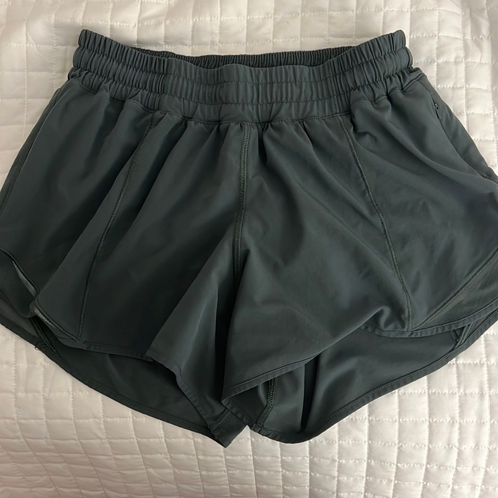 army green lulu shorts! size 6 tall!